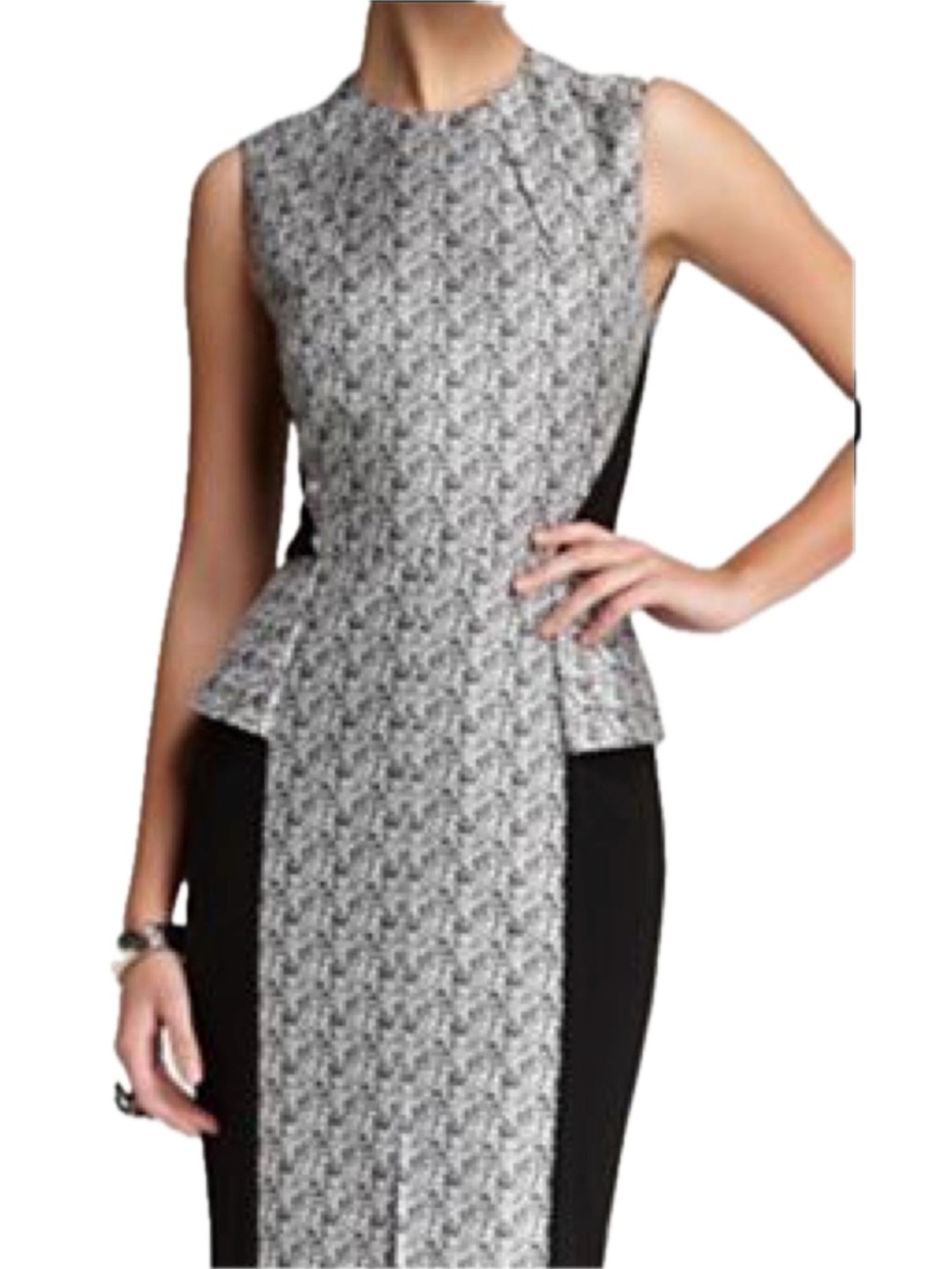 RACHEL ROY Black White Sheath Dress Size 6 Sleeveless Colorblock Office Work EUC